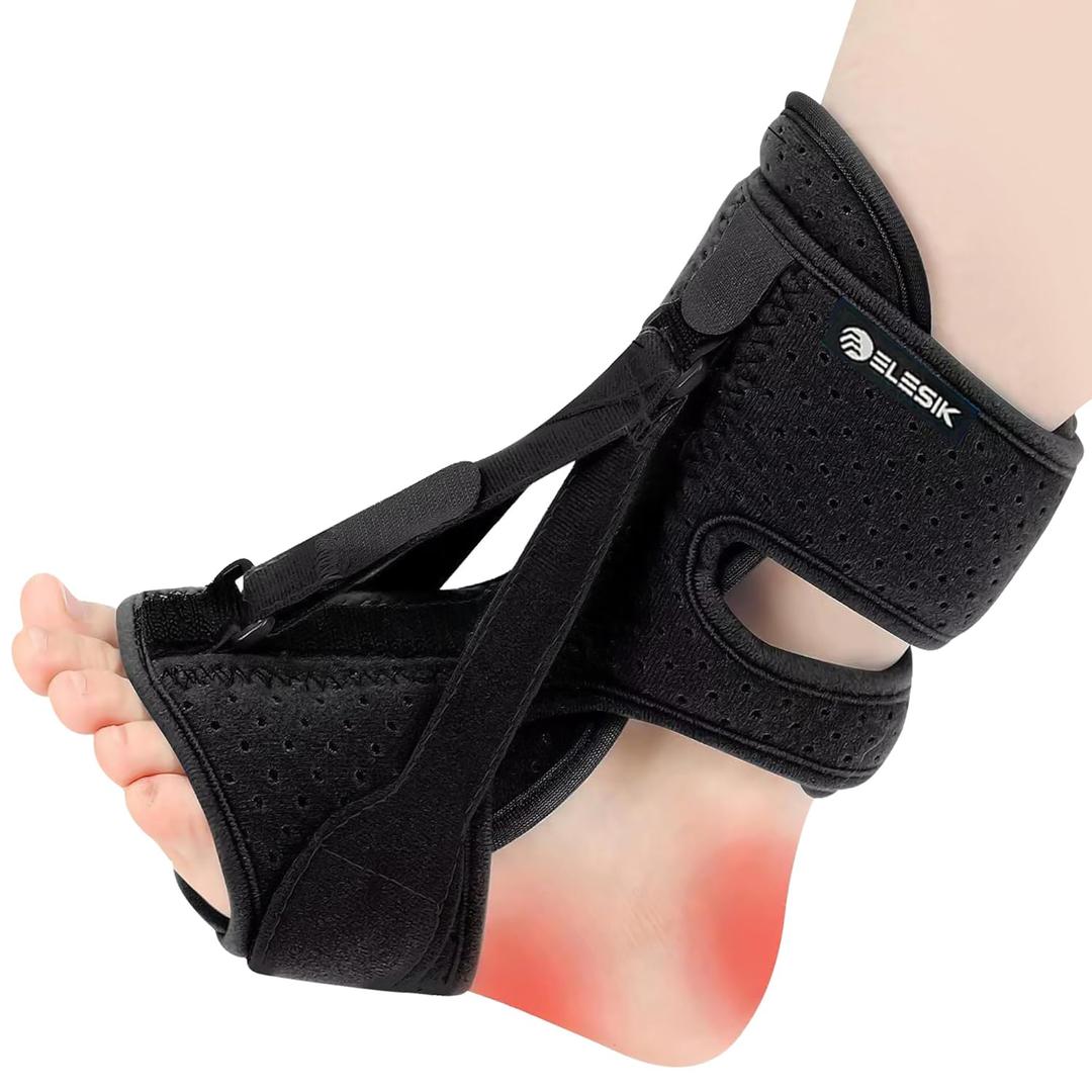ELESIK Plantar Fasciitis Night Splint and Brace, Upgraded Planters Facetious Relief, Foot Drop and Achilles Tendonitis Relief Brace. Night Splint for Plantar Fasciitis Women & Men, Black