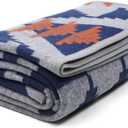 ACUSHLA Merino Wool Camp Blanket - Warm Thick Washable Large Outdoor Camping Sleeping Throw Blanket All Weather, Aztec Grey 79X63