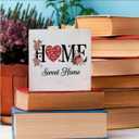HTBIG Wooden Box Sign Home Sweet Home Farmhouse Homes Decorations Sign Desk Decor for House Bedroom Living Room Kitchen Tabletop Shelf Table, House Warming Gifts 5 x 5 Inches