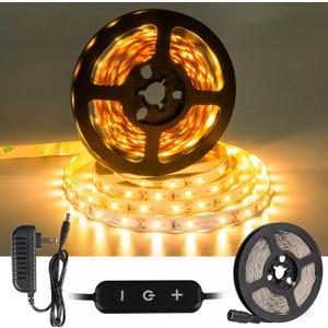 CT CAPETRONIX Warm White LED Strip Light,16.4 Feet 24 Volt LED Light Strip, 3000K Super Bright LED Tape Light, for Bedroom, Kitchen, Closet, Cabinet, Vanity Mirror, Indoor Only, (Dimmer Included)