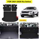 Cargo Mat for 2021-2025 2026 Kia Seltos & Backrest Mat,TPE All Weather Protection Car Trunk Mat Covering The Backrest Mat with Velcro Fastener Accessories