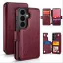 RingPi Designed for Samsung Galaxy S26 Case Wallet with Card Holder,[Full Front & Back Protection][Magnetic Clasp Cover][RFID Blocking Leather] Shockproof, Unisex Case for Samsung S26, Wine Red