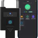 eLinkSmart Fingerprint Padlock with Key Backup, Heavy Duty Weatherproof Bluetooth Biometric Keyless Electronic Digital Smart Pad Lock for Gate Outdoor Fence Gym Locker Pool Shed Storage