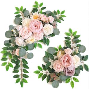 Faux Flower Swag Set of 2 for Wedding Welcome Signs Floral Swag Wedding Reception Ceremony Signs Decor (Pink)