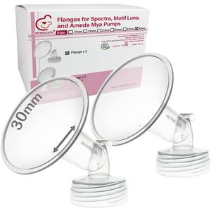 Nenesupply 30mm 2 pc Flanges Compatible with Spectra S2 S1 9 Plus Synergy Gold Breastpump Replacement to Spectra Pump Parts Flange Accessories Wide Mouth Work with Valve Backflow Protector Bottle
