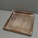 MAONAME Wood Serving Tray, Farmhouse Wooden Tray for Coffee Table, Rustic Square Trays with Beads, Vintage Brown Decorative Trays for Living Room, Kitchen, 12" X 12" X 1.6"