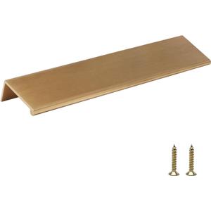 Rergy 10 Pack Champagne Bronze Cabinet Pull Gold Finger Pulls, Brushed Bronze Edge Pulls for Cabinet Kitchen Cabinet Edge Pulls, 6-1/4in Cabinets Finger Pulls (Hole Center: 6-1/4in(160mm), Champion Bronze)