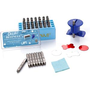 BESTNULE Metal Stamping Kit, Number and Letter Stamp Set (A-Z, 0-9 and &, Love Symbol), Industrial Grade Hardened Carbon Steel, Perfect for Metal, Wood, Plastic, Leather (5/32", 4MM)