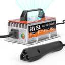 48 Volt Golf Cart Battery Charger for RXV TXT EZGO, 15AMP 48v Golf Cart Charger IP67 Waterproof Fully Automatic Smart Trickle Charging with 16Ft Cable, for Lead-Acid Batteries