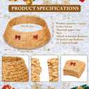 Rattan Christmas Tree Collar - 42in Rustic Farmhouse Style, Hand-Woven Natural Fiber Base with Bow, Large Tree Skirt for Holiday Decor, Fits 6-8ft Trees & Conceals Stand