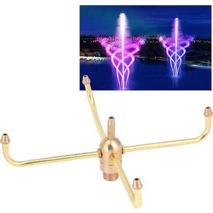 Water Fountain Nozzle,G1/2 Female Thread G3/4 Male Thread,4 Arm Rotate Water Fountain Nozzle Spray Head Sprinkler,Sprayer Fountain Nozzle for Garden, Ponds, Tabletop Fish Ponds