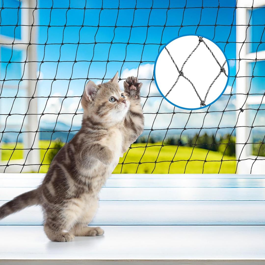 MorningRo Steel Cat Netting Balcony, 10ft x 20ft Steel Reinforced Cat Wire for Balcony, High Strength Safety Pet Netting for Catio, Proof Screen for Pets, Strong Catio Protection Barrier Mesh Fence