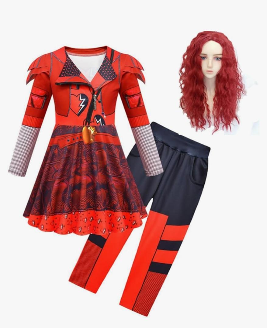 Red Costume Kids Girls Zipper Jacket and Pants Costumes Child Size 140