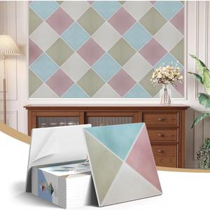 12Pack Acoustic Panels, Self-Adhesive Sound Proof Panels for Walls, 3D Retro Stylish Acoustic Brick Wall Panels, Decorative Tiles for Studio, Home, Offices, 12"×12"×0.4", Pastel Harmony
