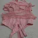 Rave Outfits for Women Festival Fishnet Lingerie Set Booty Shorts 3Pcs Babydoll Cutout Nightwear with Choker (Medium, Pink)
