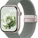 Braided Stretchy Band Compatible with Apple Watch Bands 38mm 40mm 41mm 42mm Women Men, Soft Nylon Solo Loop Magnetic Sport Strap for iWatch Series 11 10
