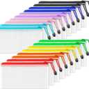 SUNEE Plastic Mesh Zipper Pouch 4.6x9.2 in (9 Colors, 18 Packs), Plastic Pencil Pouches, Multipurpose Travel Bags, for Office Supplies Bills Cosmetics Travel Accessories& Games Organizing Storage (Multicolored)