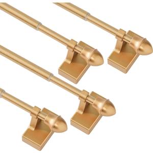 4 Pack Magnetic Curtain Rod for Metal Doors Windows,9 to 16 Inch,Multi-Use Adjustable Appliance for Iron and Steel Place,1/2 Inch Diameter, Tool Free,Gold