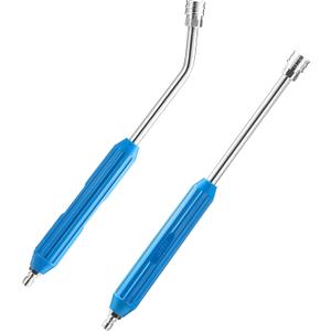 JOEJET Pressure Washer Extension Wand 17 Inch, Stainless Steel Power Washer Wand with Molded Grip, 30 Degree Curved Pressure Washer Wand for Gutter and Undercarriage, 1/4" Quick Connect, 2 Pack