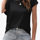 Halife Women's Off Shoulder Tops Boat Neck Short Sleeve T Shirts with Chest Pocket
Size M