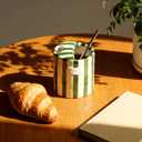 Novelty Ceramic Coffee Mug Designed to Look Like a Gift Box 10oz Retro Hand-Painted Ceramic Travel Mug Green & White Striped Design Microwave & Dishwasher Safe Perfect Present for Coffee Lovers