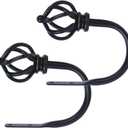 KAMANINA Decorative Curtain Drapery Holdbacks Twisted Cage Finials, Black(1 Pair/2 Pack), Small