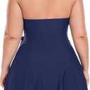 Ocean Blues Women's Plus Size V-Neck One Piece Swimdress Halter Wrap Swimsuit Tummy Control One Piece Skirt Bathing Suit (L)