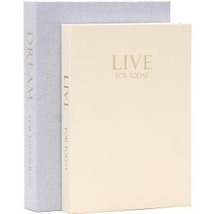 2 Pcs Decorative Books Boxes for Home Decor - Beautiful Linen Faux Box for Modern Home Coffee Table Decor - Fake Books Fashion Storage Boxes for Decoration