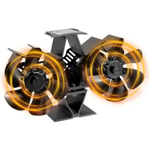 12-Blade Wood Stove Fan Heat Powered Fireplace Fan, Dual Motor Thermoelectric Fan New Designed for Home Wood/Buddy Heater/Gas Stove, Outdoor Auto-adjust Heating Accessories Adjustment