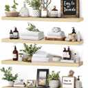 16x5.8x0.8in Floating Wall Shelves Rustic Solid Wood 4-Pack, Wood | Pine Wood, Easy To Install, Multi-Functional Storage, Living Room Bedroom Decor, Multi-Purpose Storage & Decor Design, 16"-Set of 4