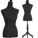 FDW Female Mannequin Body Dress Form Sewing Mannequin Torso Manikin with Tripod Base Stand Adjustable Mannequin for Sewing Clothes Display(Black, 59-67 Inches)