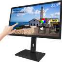 21.5 Inch Touchscreen Monitor FHD 1920x1080P, Height/Pivot/Swivel/Tilt Adjustable PC Touch Display with Built-in Speakers, HDMI, VGA, Type-B, 75Hz Computer Touch Screen Monitor, VESA, Black