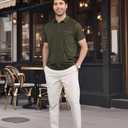 Men's Polo Shirts Short Sleeve Golf Polo T Shirt Lightweight Casual Button Down Shirts Summer Collared with Pocket (Green)