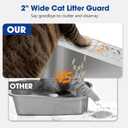 Stainless Steel Litter Box, 2 Pack XL Metal Cat Litter Boxes with Lid High Sided Enclosed for Big Cat and Multiple Cats, Anti-Urine Leakage | Non-Stick Bottom & Includes Scoop