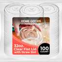 Clear Plastic Cup Lids, (Large) Fits 32 Ounce Cups 100 Count Leak-Proof & Durable | Perfect for Large Beverages, Iced Coffee, Smoothies & More (cups not included)