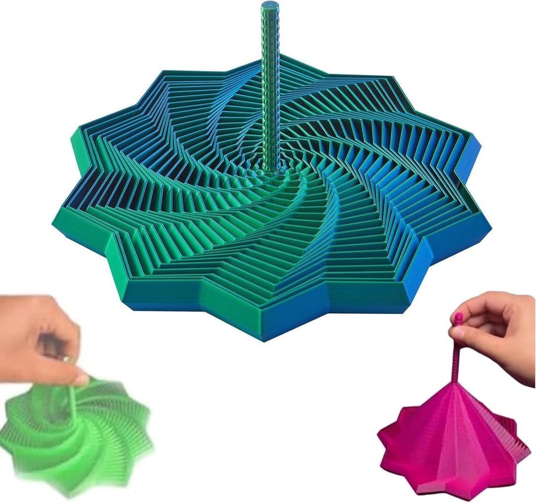 3D Printed Expanded Sensory Fidget Star, Fractal Fidget Hexagon with Handles, Colorful Whirling Spiral Design, 2025 New Star Shaped Fidget Star (B Type, Medium)