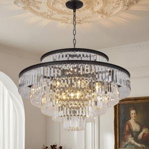 Modern Crystal Chandelier,17-Light Brown 31 Inch
6-Tier crystal design Dining room, living room, foyer, hallway Dimmable indoor ceiling pendant light fixture