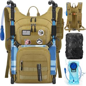 RAINSMORE Tactical Hydration Backpack 18L with 2L Water Bladder - Insulated Military Daypack for Hiking, Rucking, Commuting - Waterproof MOLLE Pack for Men Women Cycling Camping Running