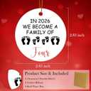 2 x Expecting Baby Ornaments Gifts for Expecting Parents, and Then There were 4 Ceramic Christmas Ornaments for Christmas Tree (Pitch Black)