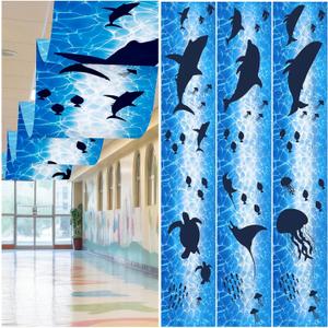 Feifeiya 3 Pcs Under The Sea Ceiling Decorations 24 Inch x 12 ft Vbs 2026 Decorations Summer Ocean Birthday Party Decor Ceiling Cover Banner for Summer Vocation Church Sunday School Daycare Classroom
