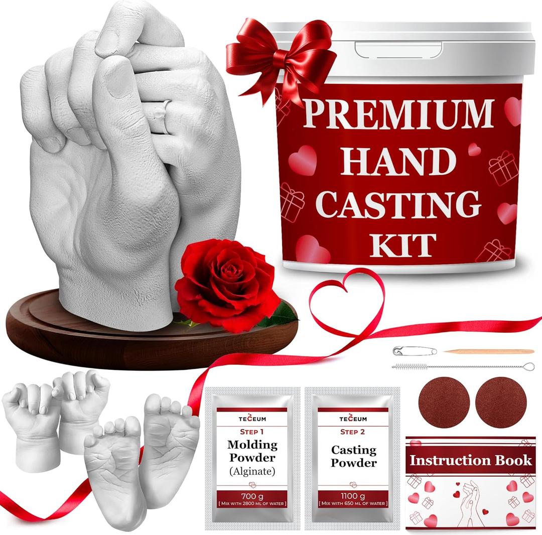 TECEUM Hand Casting Kit  Unique Gift for Babies & Adults  Ideal DIY Gift for Your Loved Ones, Couples, Family  For Wedding, Anniversary, Baby Shower, Mothers Day, Christmas  Romantic Gifts  Kit1 (White)