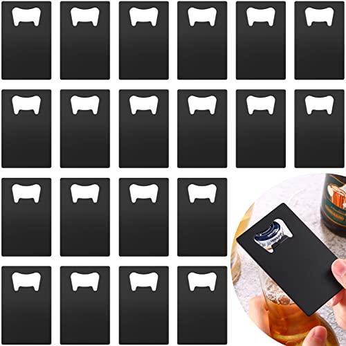 31 Pieces Credit Card Bottle Opener Stainless Steel Poker Wallet Bottle Opener for Christmas Gifts Can Be Carved for DIY Wedding Favor Groomsmen Gift(Black)