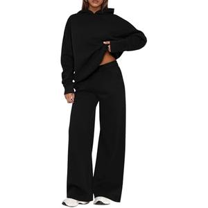 PRETTYGARDEN Womens Sweatsuits 2 Piece Set 2026 Casual Winter Long Sleeve Hoodie Loose Wide Leg Sweatpants Fall Tracksuit L