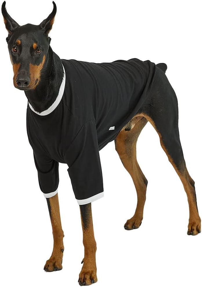 Ringer Dog Shirt for Dogs Cotton T-Shirts Soft Breathable Dog Shirts Pet Clothes (X-Large, Black/White)