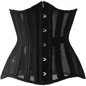 Women Heavy Spiral 26 Steel Boned Underbust Corset Satin Heavy Duty Waist Training Shaper Cincher (3X-Large, 12.4 Inch Black)