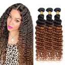 Human Hair Bundles T1B/30# Color Deep Wave Bundles Human Hair Unprocessed Brazilian Virgin 18 20 22 Inch 3 Bundles Quick Weave Human Hair Extensions 300g (T1B/30 Deep Wave, 18 20 22)