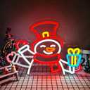 Snowman Waving Neon Sign Dimmable Christmas Neon Sign for Wall Decor Flashing christmas Neon Light Led Christmas Window Decorations for Home Party Decor