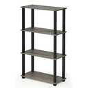 Furinno Turn-N-Tube 4-Tier Multipurpose Shelf Display Rack, Square Tube, French Oak Grey/Black