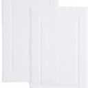 Casual Living White Cotton Bath Mats Set of 2 Towel Mats for Bathroom Floor Banded Rugs Soft Absorbent Ring Spun Cotton Washable Essentials Bathroom Shower Accessories, 34-inch x 21-inch, White