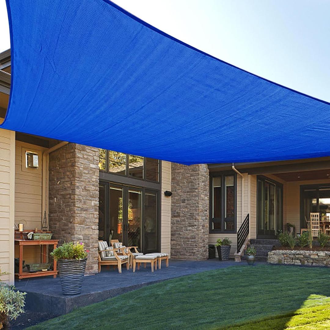 LOVE STORY 8' x 10' Sun Shade Sail Rectangle Sunshade UV Block Patio Shade Sail for Garden Backyard, Blue
